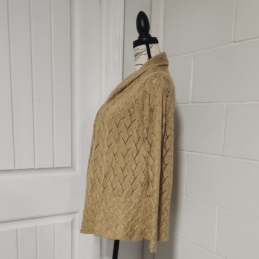 Axcess Beige Open Front Knit Sweater Size LARGE - Picture 3 of 7